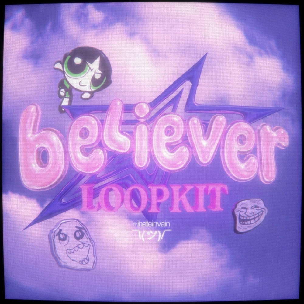 believer loopkit cover art, 30 royalty free digicore and swag melody loops by ihateinvain